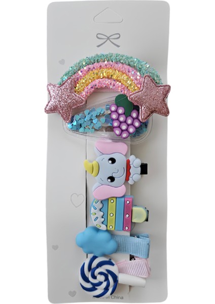 6’lı Simli Pullu Figürlü Kız Çocuk Toka Seti – Parıltılı ve Sevimli Saç Aksesuarı