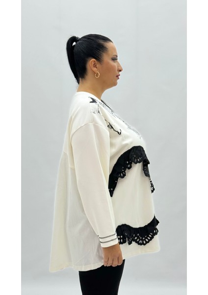 Büyük Beden Viskon Taşlı Uzun Kol Oversize Kadın Bluz indirimleri