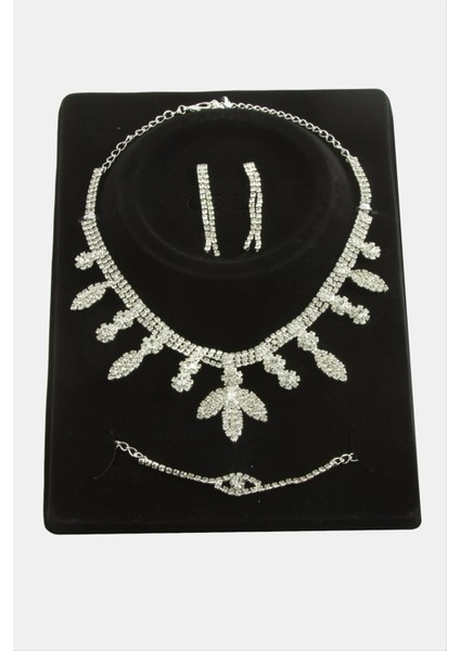 Yaprak Taşlı Lüks Set Kolye