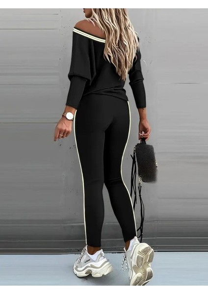 Kadın Uzun Kollu Tek Omuzu Açık Detaylı Viskon Iki Iplik Bluz ve Pantolon Ikili Takım fiyatları