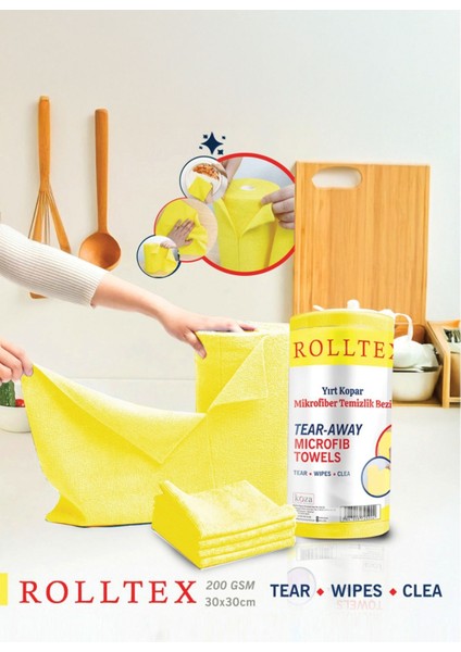 Yırt Kopar %100 Mikrofiber Temizlik Bezi 30X30CM 20'li Sarı Renk