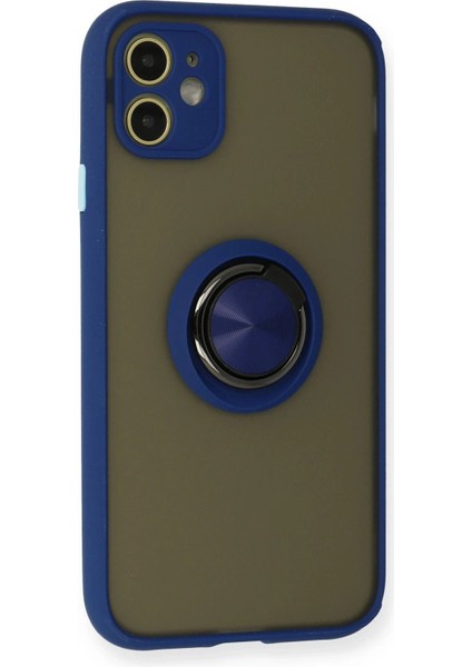 iPhone 11 Kılıf Montreal Yüzüklü Silikon Kapak - Lacivert - MRS7244-6565 fiyatları
