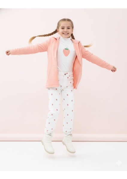 Kız Çocuk Pudra Polar Kapüşonlu Hırka Fermuarlı Uzun Kollu Yumuşak Çocuk Ceketi - Kız Çocuk Polar Hırka indirimleri
