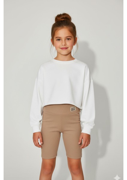 Kız Çocuk 5 - 8 Yaş Esnek Fitilli Biker Kısa Tayt - 623076