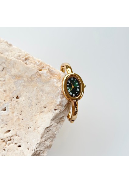 Avelon Gold Kelepçe Saat Yeşil