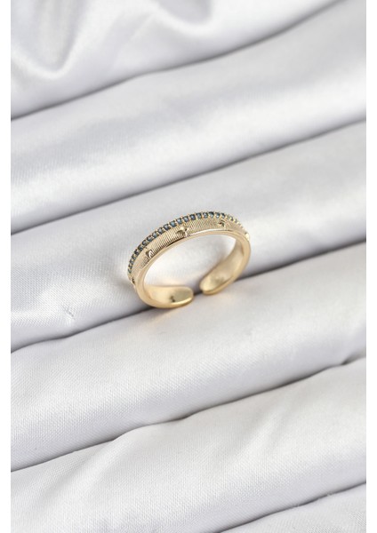 bulurum pirinç gold renk sıralı zirkon taşlı kutup yıldızı model kadın yüzük