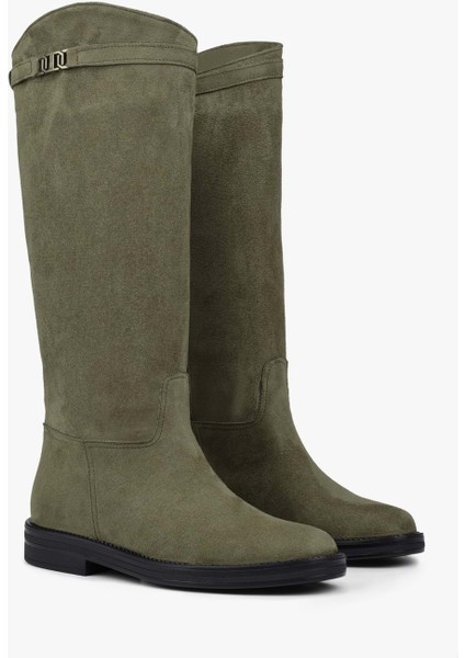 Kadın Valen Yağ Yeşili Süet Çizme