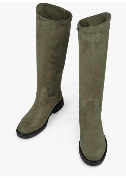 Kadın Valen Yağ Yeşili Süet Çizme modelleri