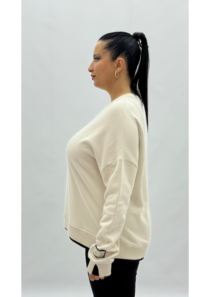 Büyük Beden Pamuklu Uzun Kollu Oversize Kadın Sweat modelleri