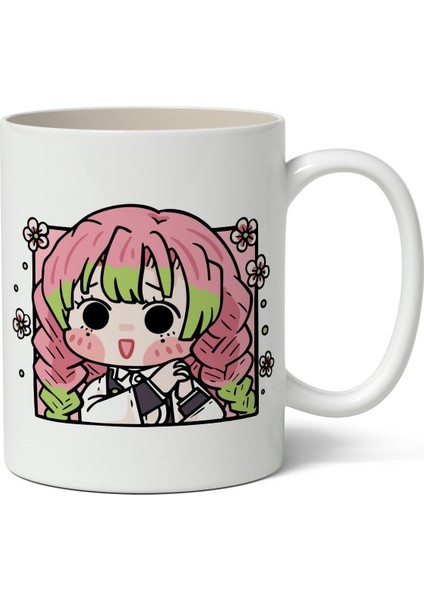 Demon Slayer Iblis Keser Kanroji Mitsuri Avatar Anime Temalı Beyaz Kupa Bardak