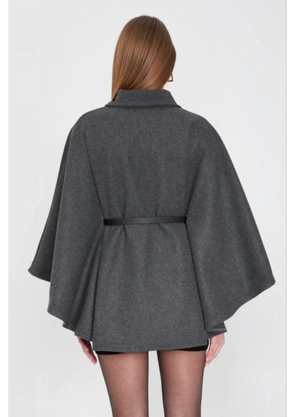 Kadın Kemerli Kaşe Panço