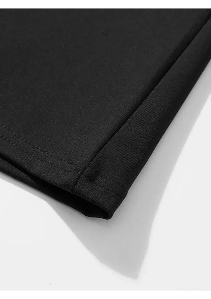 Erkek Büyük Beden Kart Baskılı Düz Renk Kısa Kollu Bisiklet Yaka Tişört Gündelik Giyim - Siyah fırsatları