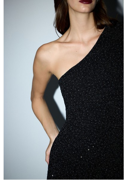 Asimetrik Örme Elbise Siyah 12444590002 modelleri