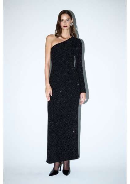 Asimetrik Örme Elbise Siyah 12444590002 indirimleri