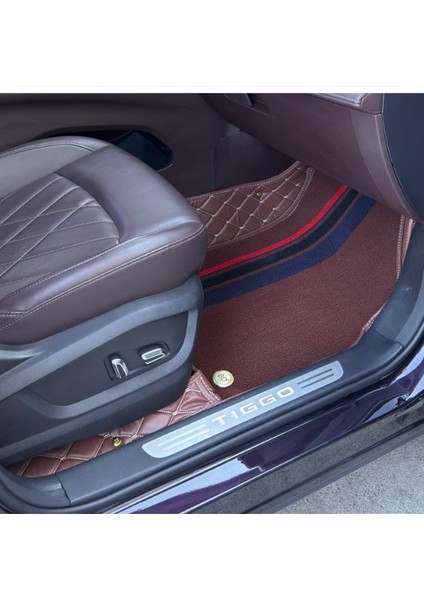 Chery Tiggo 2024 Sonrası 8 Pro Max 7 Kişilik Aracına Özel 8d Çift Katmanlı Havuzlu Paspas Takımı (Koyu Kahverengi - Çizgili) fiyatları