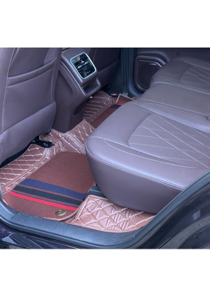 Chery Tiggo 2024 Sonrası 8 Pro Max 7 Kişilik Aracına Özel 8d Çift Katmanlı Havuzlu Paspas Takımı (Koyu Kahverengi - Çizgili) fırsatları