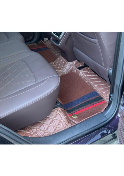 Chery Tiggo 2024 Sonrası 8 Pro Max 7 Kişilik Aracına Özel 8d Çift Katmanlı Havuzlu Paspas Takımı (Koyu Kahverengi - Çizgili) indirimleri