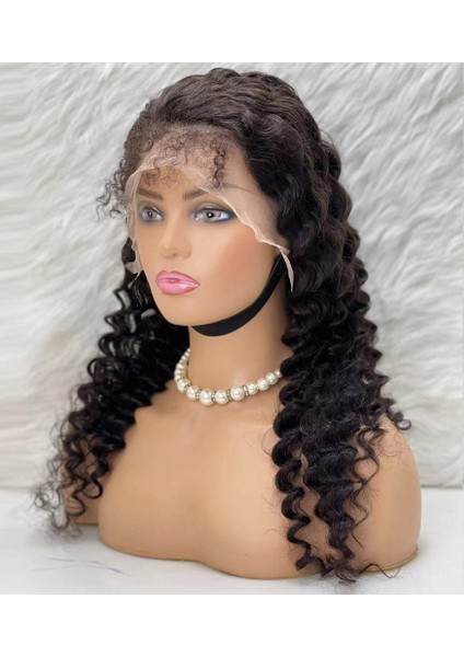 Gerçek Front Lace Tül Peruk / Derin Dalgalı / Doğal 65/70CM fırsatları