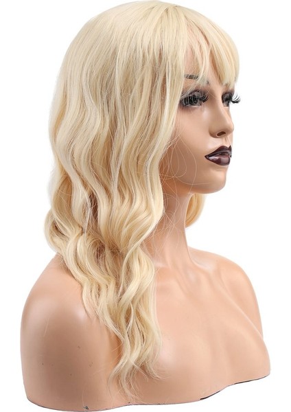 Dalgalı Kısa Perçemli Fiber Sentetik Peruk / Platin fiyatları