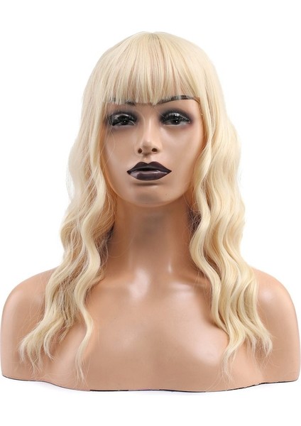 Dalgalı Kısa Perçemli Fiber Sentetik Peruk / Platin fırsatları