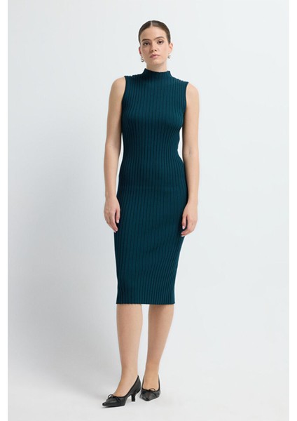 Kolsuz Balıkçı Triko Elbise K.yesil 12445317000