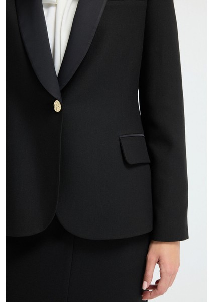 Yakası Saten Detaylı Ceket Siyah 11944403001 fiyatları