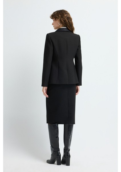 Yakası Saten Detaylı Ceket Siyah 11944403001 indirimleri