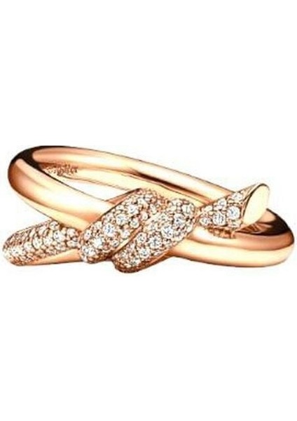 Rose Taşlı Düğüm Yüzük 925 Ayar Gümüş