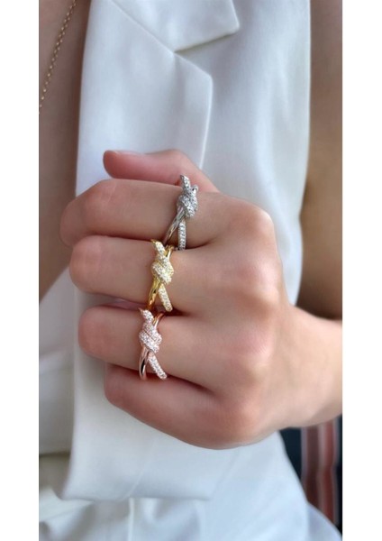 Rose Taşlı Düğüm Yüzük 925 Ayar Gümüş fiyatları