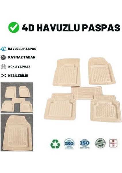 Mercedes C Serisi W202 1996 Uyumlu Yeni Nesil 4d Havuzlu Paspas Bej Renk