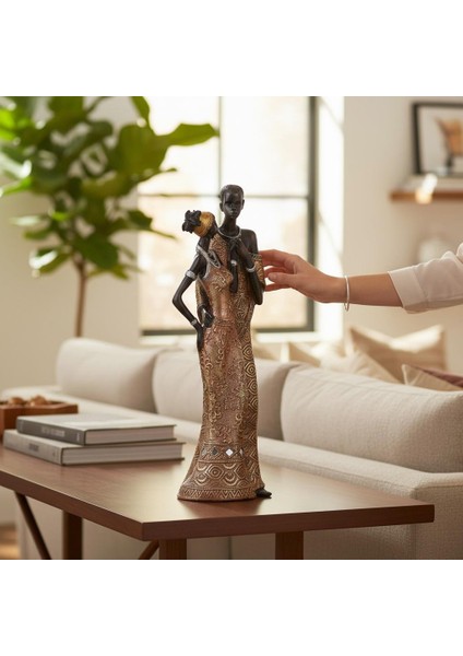 Lüks Işlemeli Geleneksel Yerel Kıyafetli Afrikalı Çift Heykeli Dekoratif Biblo Ev Ofis Hediyesi Mdl1 fiyatları