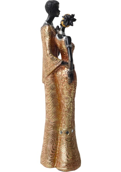 Lüks Işlemeli Geleneksel Yerel Kıyafetli Afrikalı Çift Heykeli Dekoratif Biblo Ev Ofis Hediyesi Mdl1 indirimleri