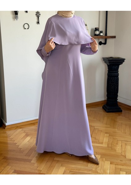 Pelerinli Bel Bağlamalı Elbise 1002 modelleri