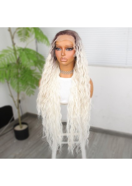 Rus Kumralı Beyaz Platin Ombreli Fiber Sentetik Tül Peruk fırsatları