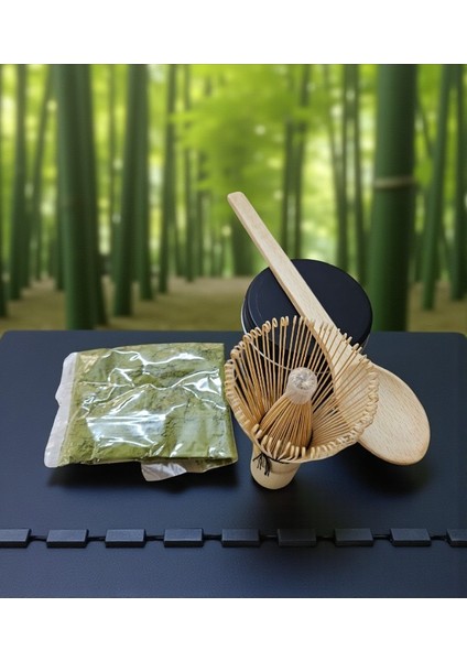 Maca Çayı Bambu Matcha Çayı 25 gr Karıştırıcı Fırça ve Kaşık Bamboo Whisk Köpürtücü ( Saf Matcha) modelleri