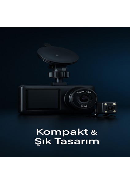 Wifi Destekli Full Hd 1080P Araç Kamerası | Gece Görüşlü Çift Kamera | Park Modu & Döngü Kaydı indirimleri