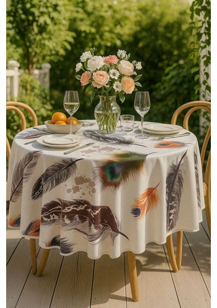Yuvarlak Tüy Desenli Duck Kumaş Masa Örtüsü 150X150 cm modelleri