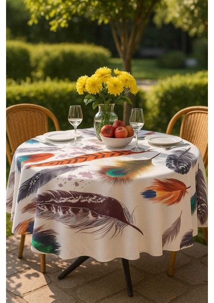 Yuvarlak Tüy Desenli Duck Kumaş Masa Örtüsü 150X150 cm fırsatları