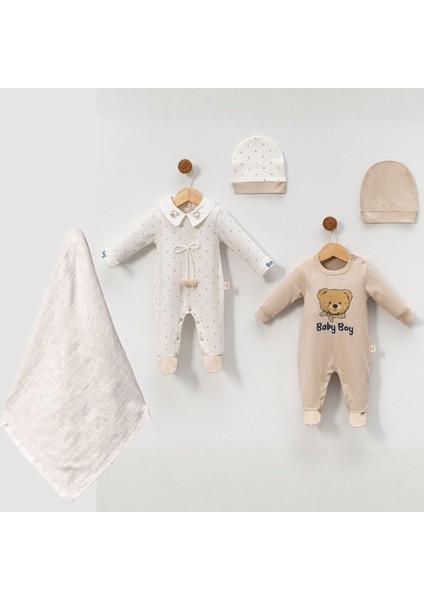 Yeni Doğan Erkek Bebek 0/3-3/6 Ay Baby Boy 2li Tulum Seti ve Müslin Battaniye Takım indirimleri