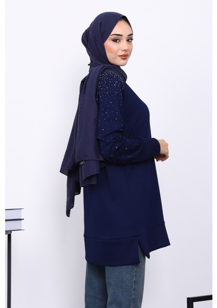 Lacivert Taş Detaylı Modal Tunik fırsatları