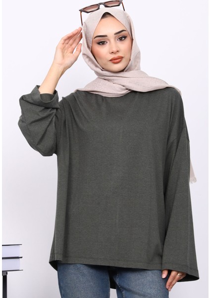 Haki Yarım Balıkçı Yaka Bluz