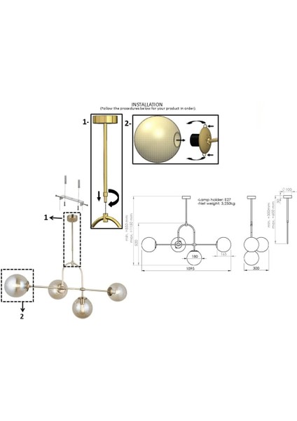 Portual 4'lü Antik Lak Avize modelleri