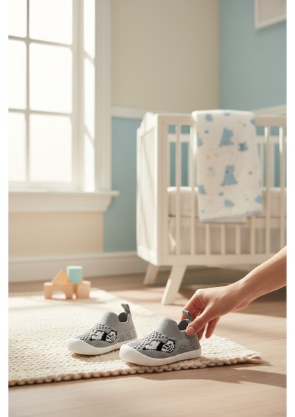 Fitifitibebe Bebek Ilk Adım Örgü Ayakkabı Nefes Alabilir Kaymaz Tabanlı Ortopedik Yumuşak Renkli Patik Çocuk Kreş