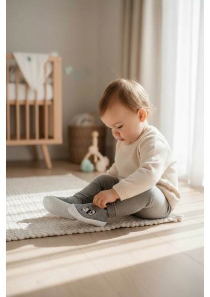 Fitifitibebe Bebek Ilk Adım Örgü Ayakkabı Nefes Alabilir Kaymaz Tabanlı Ortopedik Yumuşak Renkli Patik Çocuk Kreş