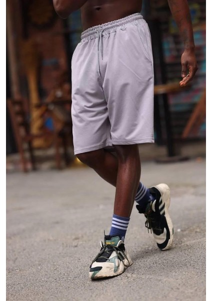 Erkek Iki Iplik Cepli Şort - Gri