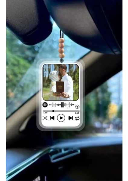 Kişiye Özel Spotify Temalı Araç Ayna Süsü | Fotoğraflı & Şarkı Kodlu Hediye