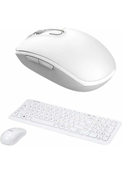 Kablosuz Klavye Mouse Seti Beyaz Q Klavye Tüm Cihazlara Uyumlu fırsatları