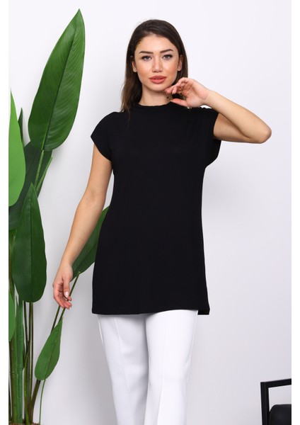 Siyah Dik Yaka Sıfır Kol Içlik