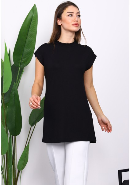 Siyah Dik Yaka Sıfır Kol Içlik modelleri