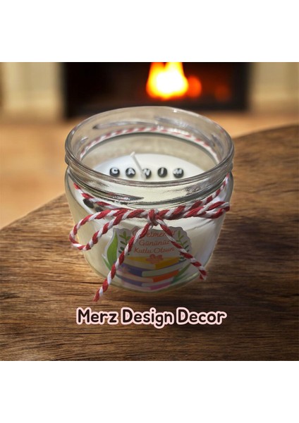 Öğretmenler Günü Kişiye Özel Sürpriz Mesajlı %100 Doğal Vegan Soya Wax Kavanoz Mum fırsatları